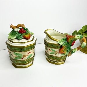 FITZ & FLOYD "Winter Wonderland" Vintage Sugar And Creamer